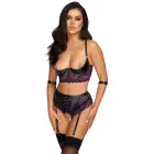 Cottelli Bondage Quarter Cup комплект 85B/L – фиолетовое кружево и чёрные акценты — Фото 3