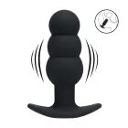 Tri Bulb вибрирующий силиконовый анальный штекер – Черный Фото num