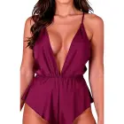 Passion Sensie Satin Bodysuit with Adjustable Back Straps – Plum – S/M — Photo 2