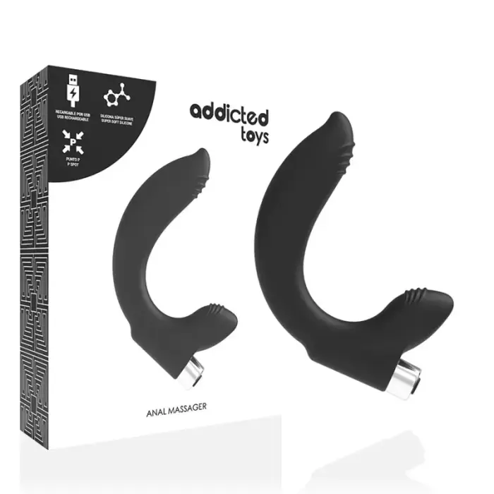 Addicted Toys Model 7 – uzlādējams prostatas masažieris – melns – 11 cm