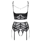Комплект белья Cottelli Lingerie из 3 предметов с кружевом и цепью – чёрный – 85B/L — Фото 7