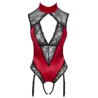 Cottelli Lingerie Satin & Lace Bodysuit – Red/Black – S — Photo 7