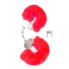 Fetish B-Series Furry Metal Handcuffs – Red — Photo 1