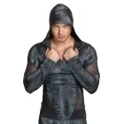 Vīriešu garām piedurknēm krekls ar kapuci un rāvējslēdzēju – melns – M Foto 2