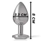 INTENSE Aluminum Metal Plug M – White Heart Crystal – 8 cm – Silver — Photo 4