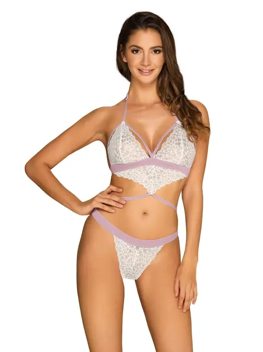 Lilyanne White Lace Bodysuit with Halter Neck and Triangle Cups – S/M