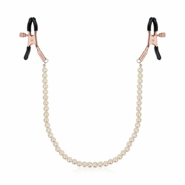 Rosy Gold – adjustable nipple clamps with pearls and chain