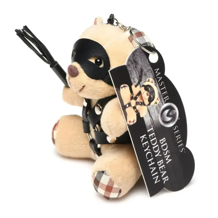 Bondage Bear BDSM teddy keychain – light peach