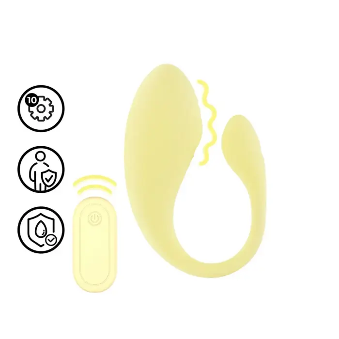 Loveline F1 intīmais vibrējošais masieris ar tālvadības pulti – 11 cm (4.3″) – dzeltens