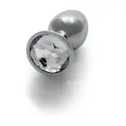 Round Gem Butt Plug - S - Silver/Diamond — Photo 5