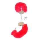 Fetish B-Series Furry Metal Handcuffs – Red — Photo 3