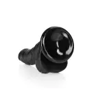 Izliekts reālistisks dildo ar sēkliniekiem un piesūcekni – 18 cm (7″) – Melns — Foto 4