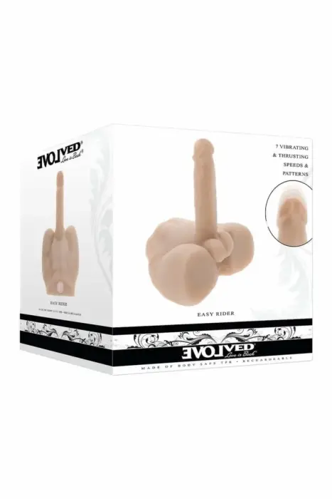 EVOLVED Torso Easy Rider – uzlādējams vibrējošs un grūdienošs dildo – gaišā miesas krāsā – 22 cm