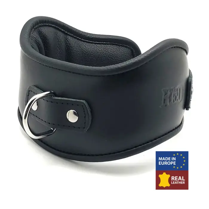 Red Leather Leather Collar – vegetable-tanned leather BDSM collar – black