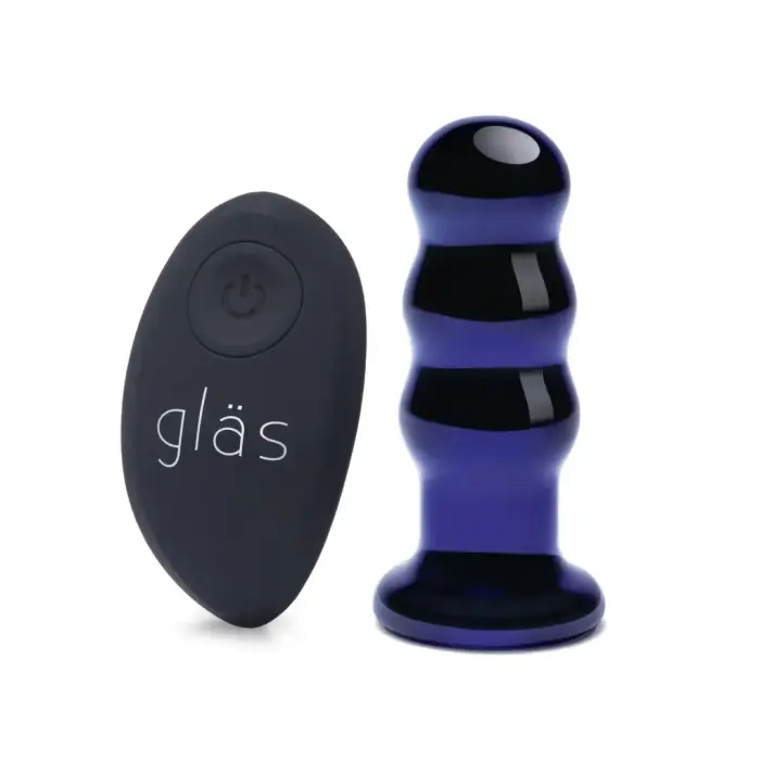 Glas Vibrating Beaded Plug – vibreeriv klaasist anaalkork puldiga – 9 cm