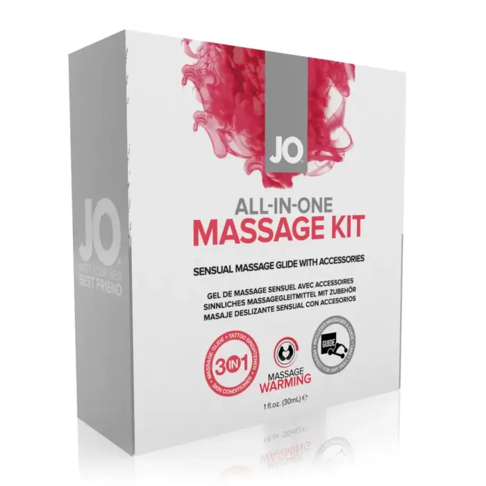 System JO All-In-One massage gift set with candle & guide – 5 pcs