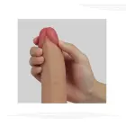 Двухслойный платиновый силиконовый дилдо с присоской и текстурированными яичками – 20.5 см (8″) – Телесный — Фото 10