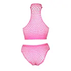 Neon rozā augstās apkakles topiņa un biksīšu komplekts – Plus size Foto 6