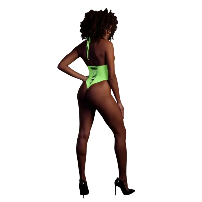 Neon augsta piegriezuma bodijs – zaļš – One Size Foto 2