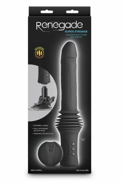 Renegade Super Stroker – интимная машина с подогревом и пультом – чёрный – 17,7 см
