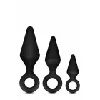 Blush Novelties Anal Adventures Platinum Silicone Plug Set 3 Sizes – Black — Photo 1