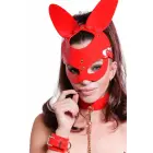 Kinky Diva blizgi dirbtinės odos zuikio kaukė – raudona – 65 cm — Nuotrauka 1