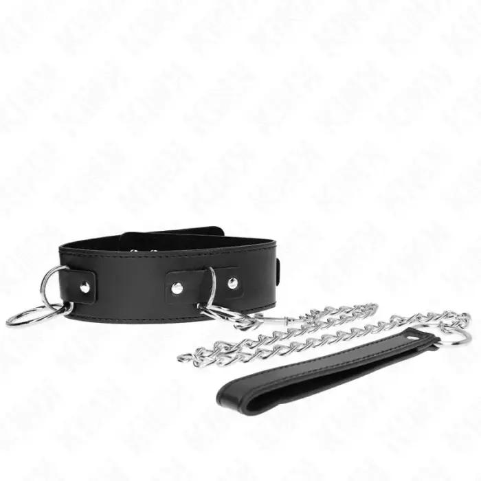 KINK Collar & Leash Set Model 2 – Adjustable 36–43 cm, 3 Rings, Black 65 cm