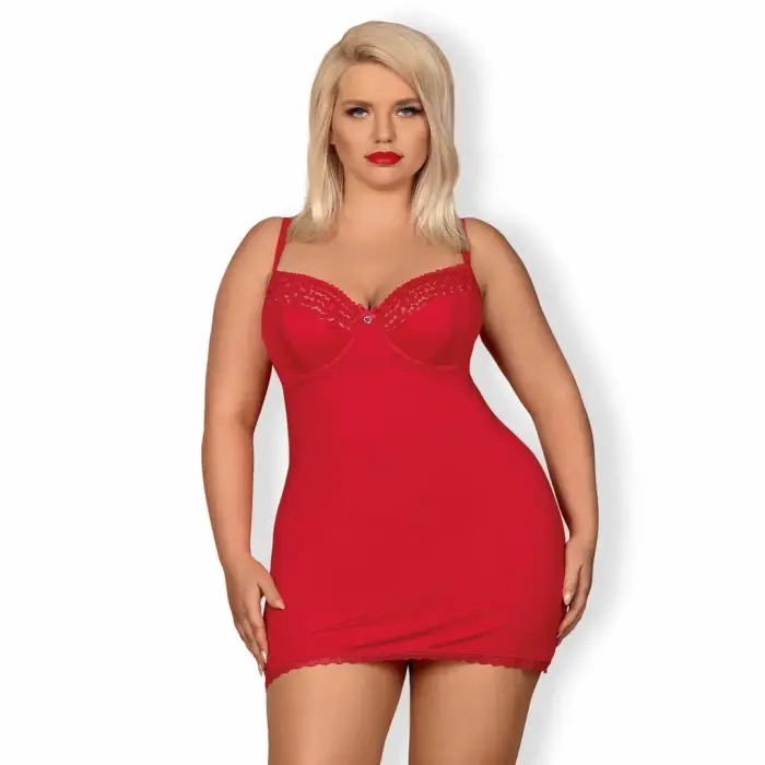 Obsessive Jolierose Chemise & Thong – Red – XXL