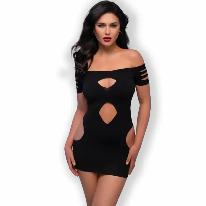 Chilirose CR 4671 бесшовное мини-платье – чёрное – S/M