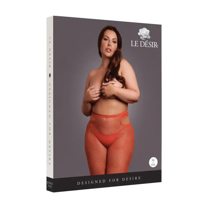 Мерцающие колготки с вырезами – красные/золотые – Plus size