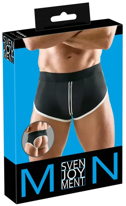 Svenjoyment Herren Jock – men's sporty jock with white piping and zip – black – M