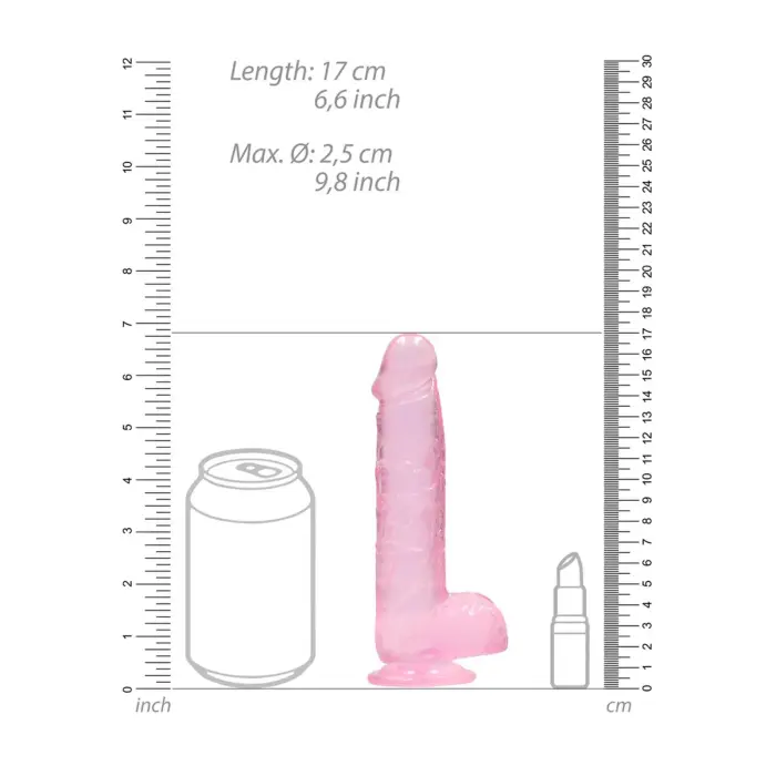 Reālistisks dildo ar sēkliniekiem – 17 cm – Caurspīdīgs