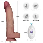 LoveToy Vibrating Sliding Skin Pro II – dviejų sluoksnių realistiškas silikoninis dildo su vibracija – 25,4 cm (10'') — Nuotrauka 11