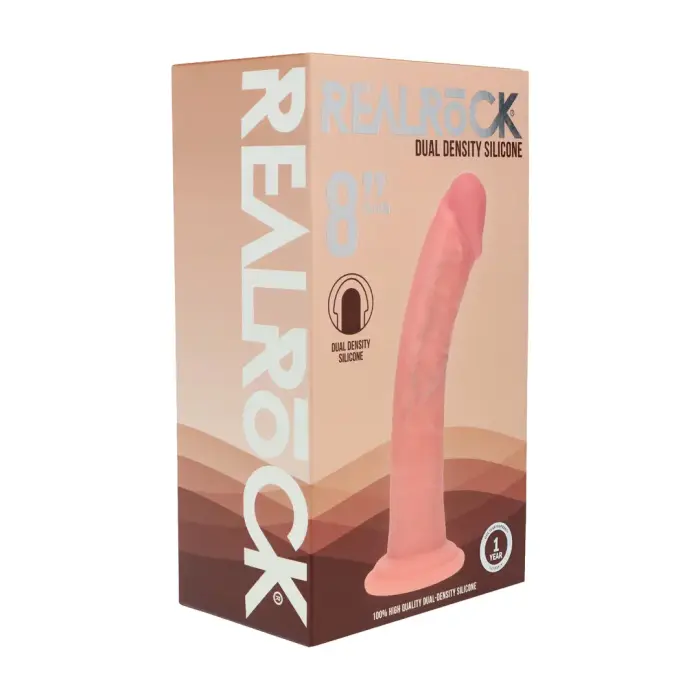 Divu blīvumu silikona izliekts reālistisks dildo ar piesūcekni – miesas – 20,5 cm