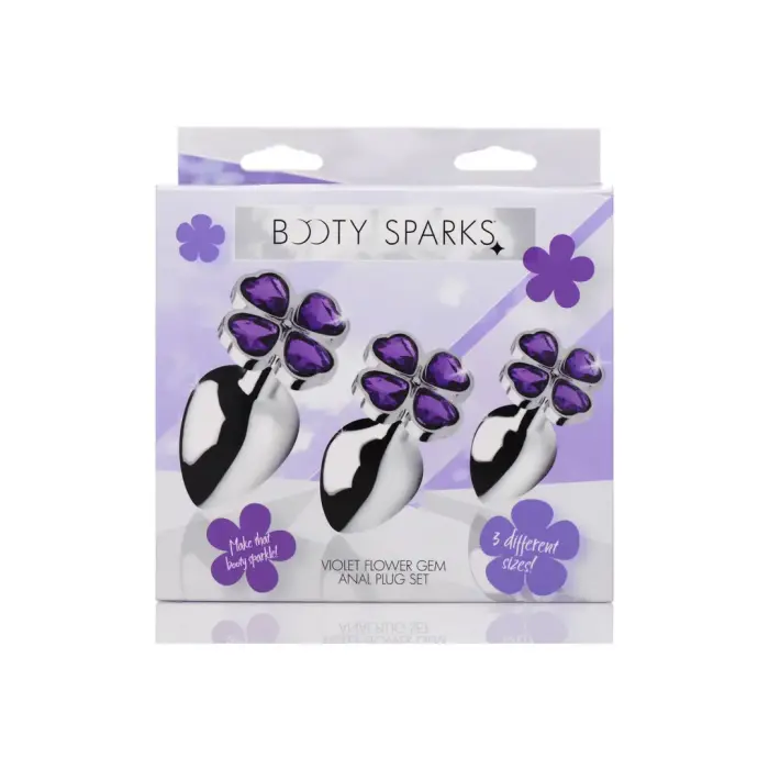 Violeta zieda formas anālo spraudņu komplekts – 3 gabali – Violets