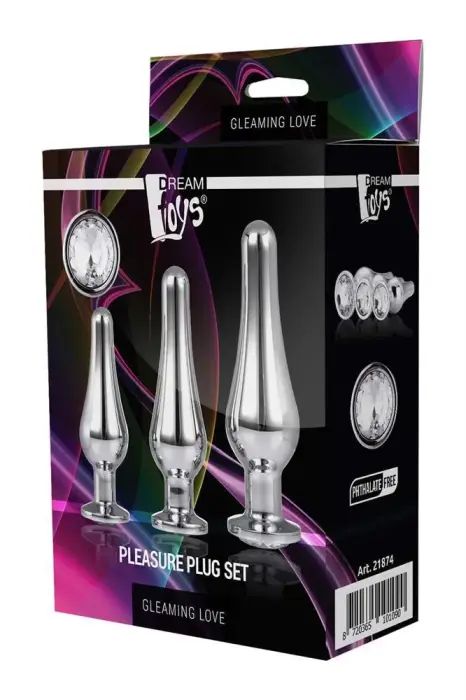 GLEAMING LOVE Набор анальных пробок – S – 9 cm – Серебро