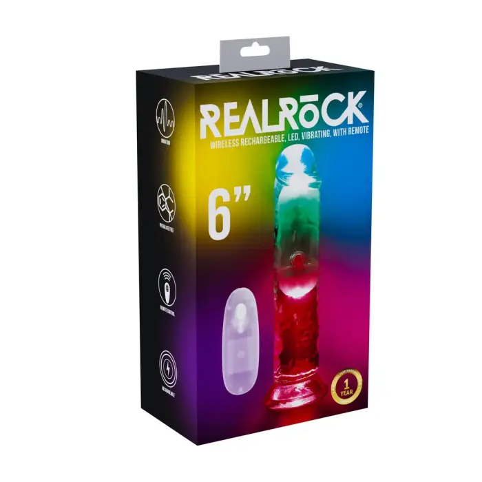 RealRock LED Vibrating Model dildo – 15 cm (6″) – caurspīdīgs