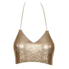 Cottelli Metal Crop Top with Halterneck Chain – Gold – One Size Photo