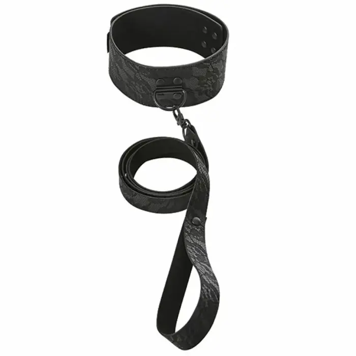 Sportsheets Sincerely Locking Lace Collar & Leash – Black