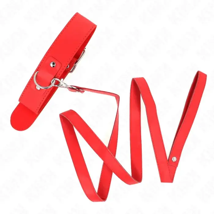 KINK Red Adjustable Collar with Leash 116cm