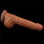 LoveToy King Sized Sliding Skin Dual Layer Dong – realistic dildo – TPE – brown – 29.2 cm — Photo 22