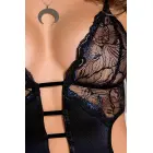 Meredith satin chemise with stockings and garter straps – Black – L/XL — Photo 4