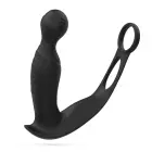 Flamma - Vibrating Prostate Massager with Ball Strap and Cockring – 16 cm – Black — Photo 2
