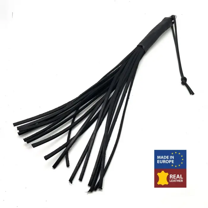 Red Leather Premium Leather Whip – augaliniu būdu raugintos odos daugiauodegis botagas – juodas – 43 cm