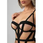 Christine Harness Cut-Out Bodysuit Partition – geometrinis dirželių dizainas, atidengta oda – juodas – L/XL — Nuotrauka 3