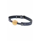 SPORTSHEETS Cougar Ball Gag – тёмно-синий/золотой – резиновый шар – регулируемый 41–62 см — Фото 5