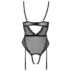 Cottelli Lingerie – nėrinių ir powernet stringų bodis su atviru tarpkojiu ir perlų virtine – juodas – M — Nuotrauka 7