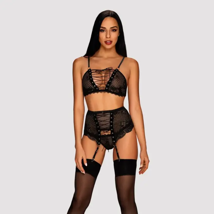 Obsessive Basitta Lingerie Set – Black – S/M