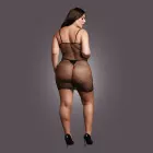 Короткое платье с сетчатым узором и бретелями – чёрное – One Size — Фото 5
