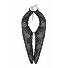 Christine Obsession – open crotch bodysuit, lace & fishnet, chest cut-outs with bows – black – S/M — Photo 4